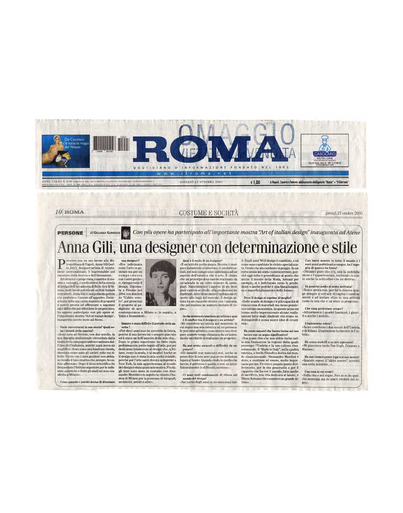 Press Anna Gili - Il Roma 2005