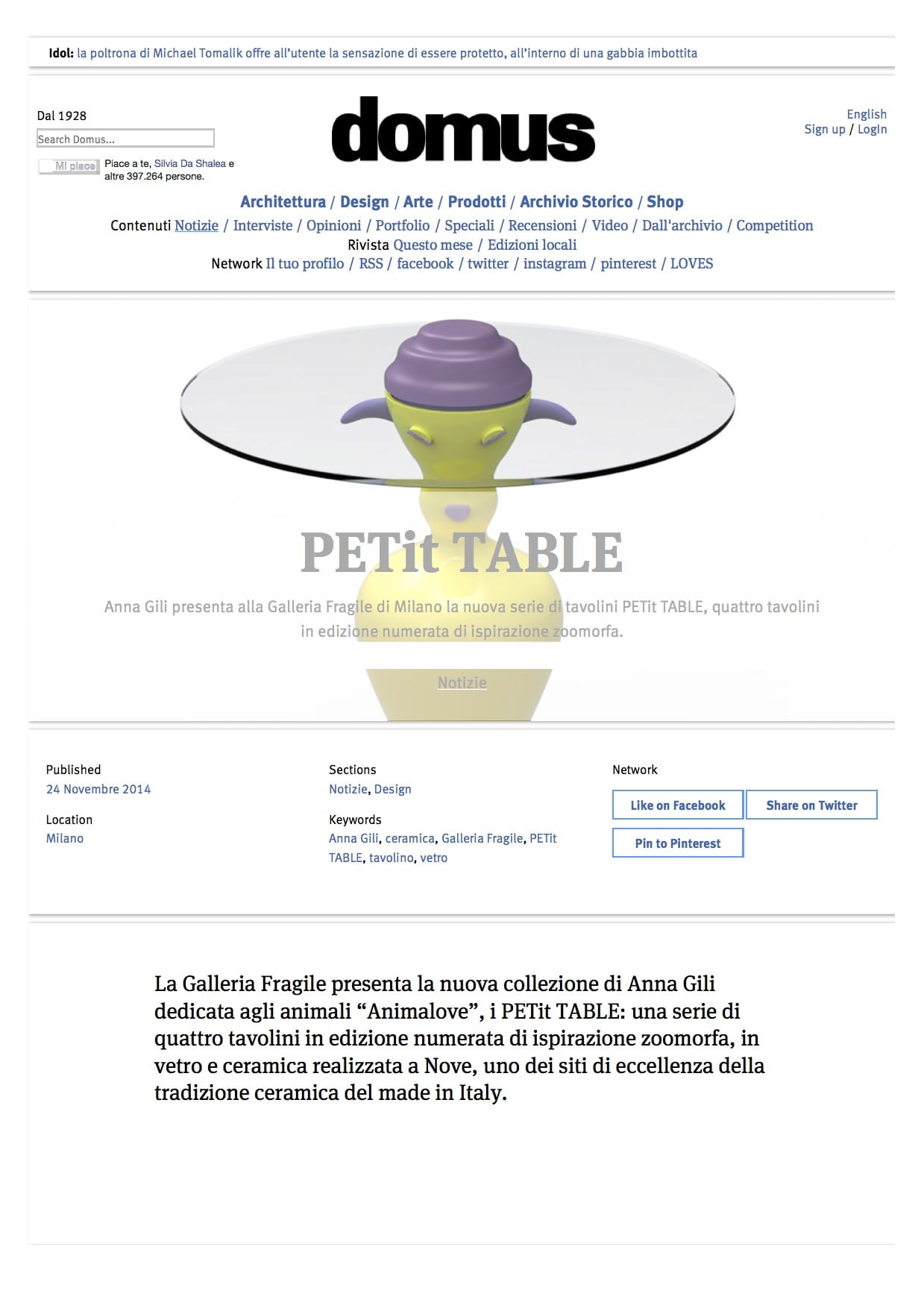 Anna Gili Press Petit Table DOMUS