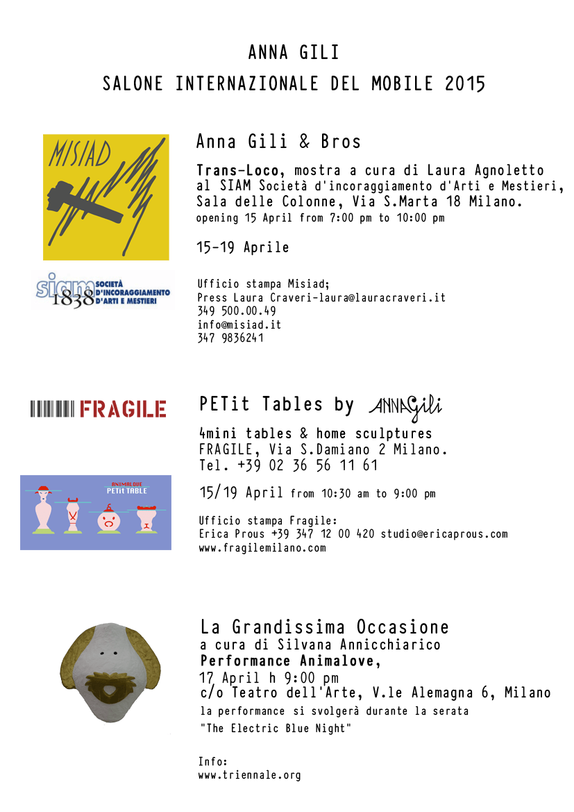Anna Gili Press Salone internazione del mobile 2015